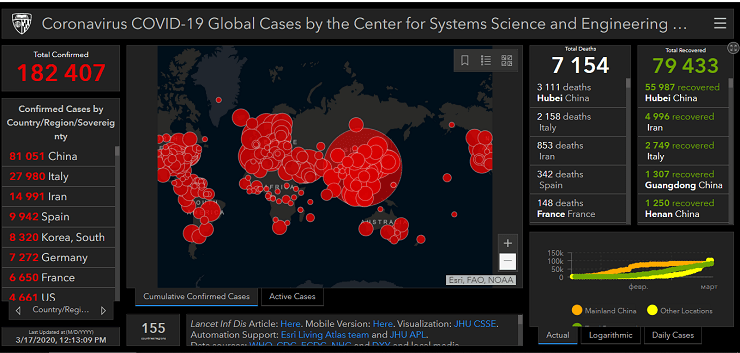 Яндекс создал карту распространения коронавируса в мире