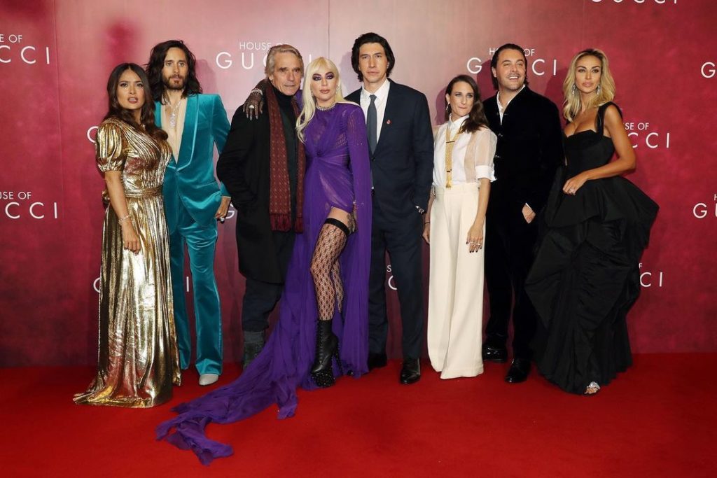Леди Гага, Джаред Лето, Сальма Хайек и Адам Драйвер на лондонской премьере «Дом Gucci»